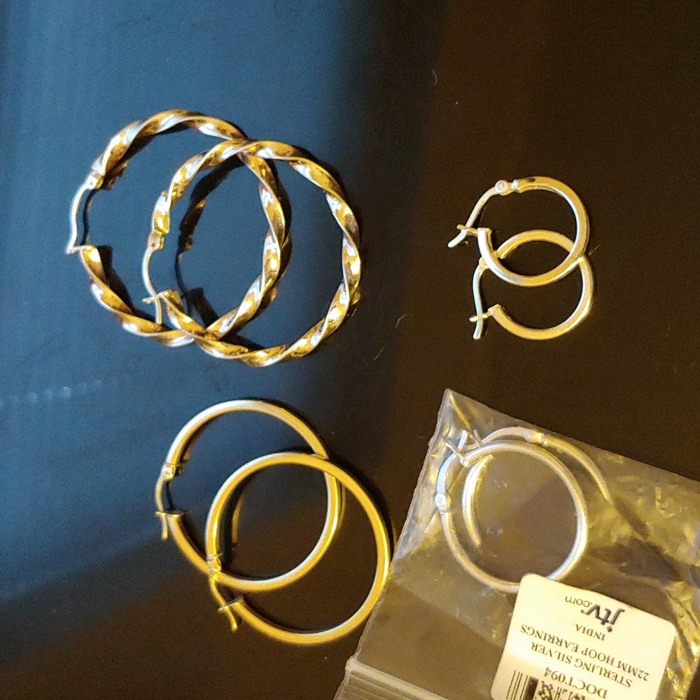 Earrings...All Sterling silver stamped. 1 gold over.